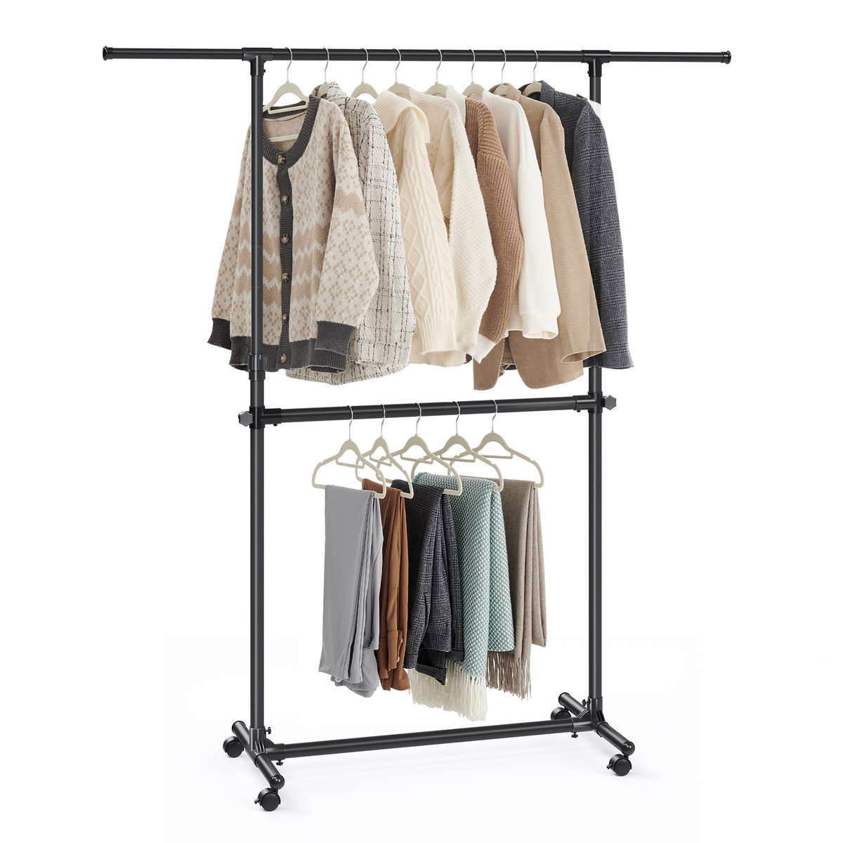 Songmics vaaterekki, pyörillä, säädettävä, LLR401YC