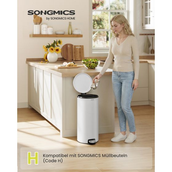Songmics poljinroska-astia, pehmeästi sulkeutuva kansi, 30 L, LTB031