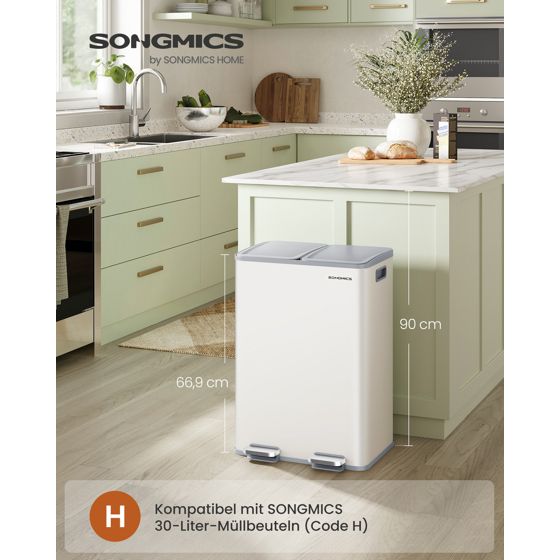Songmics lajitteluastia, pehmeästi sulkeutuva kansi, 2 × 30 L, LTB741