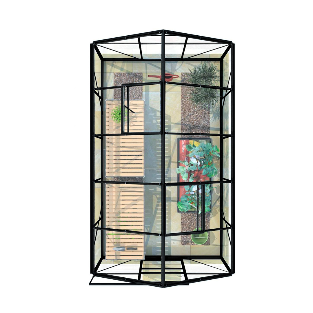 Lykke Kasvihuone Glass 6,2m2 Black | Kasvihuoneet