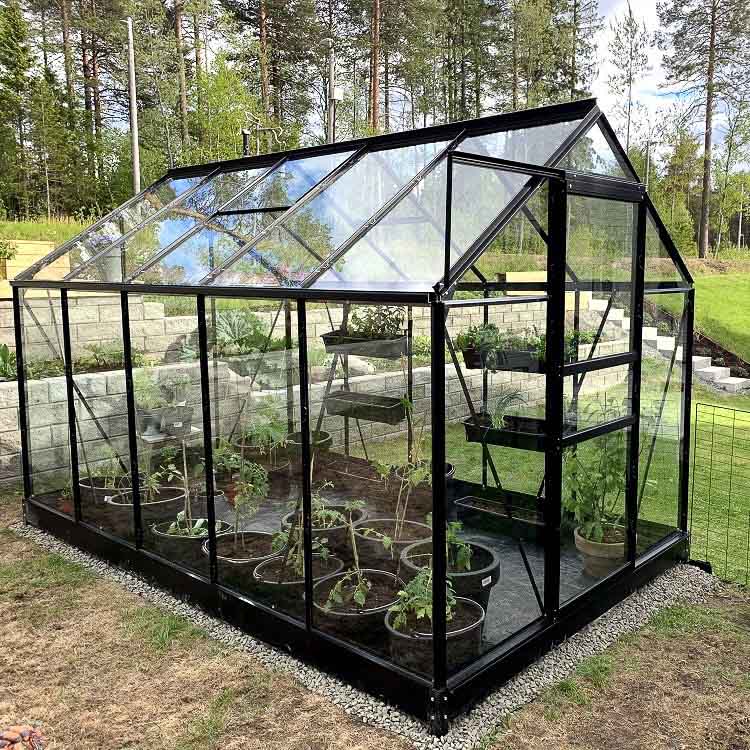 Lykke Kasvihuone Glass 6,2m2 Black | Kasvihuoneet