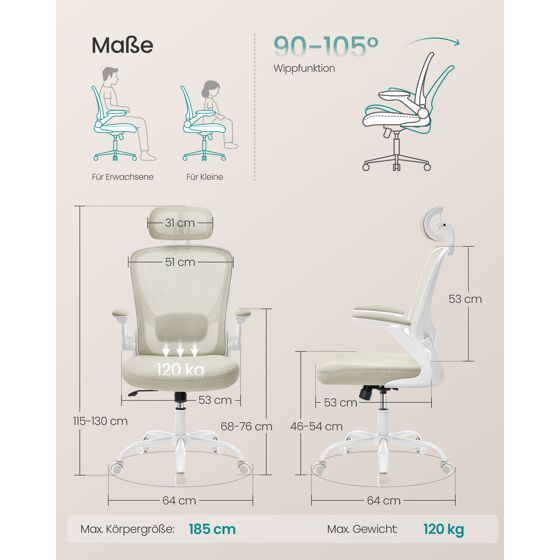 Songmics ergonominen työtuoli, OBN047