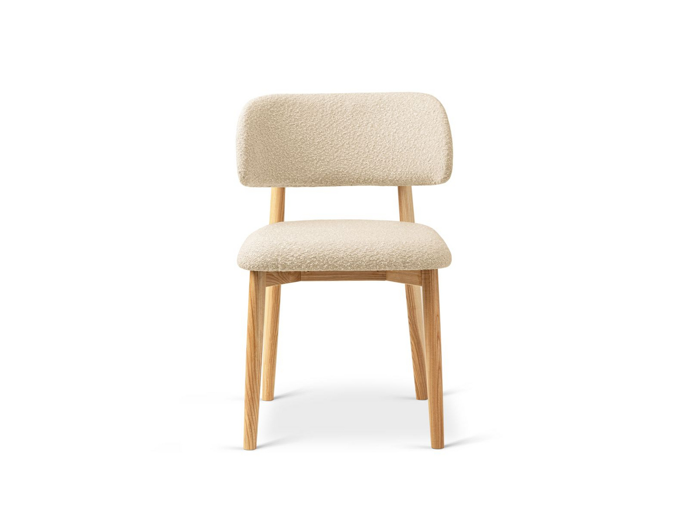 Cosmopolitan Design bouclé-tuolit, 2 kpl, "Evan", 1-istuttava, 49,5 × 51 × 77 cm, Baloo, luonnonväriset pyökkijalat