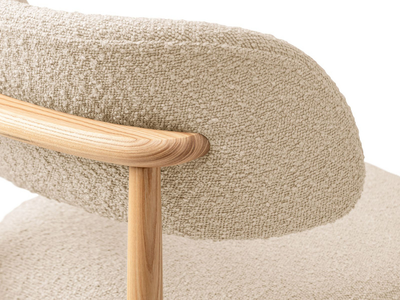 Cosmopolitan Design bouclé-tuolit, 2 kpl, "Evan", 1-istuttava, 49,5 × 51 × 77 cm, Baloo, luonnonväriset pyökkijalat