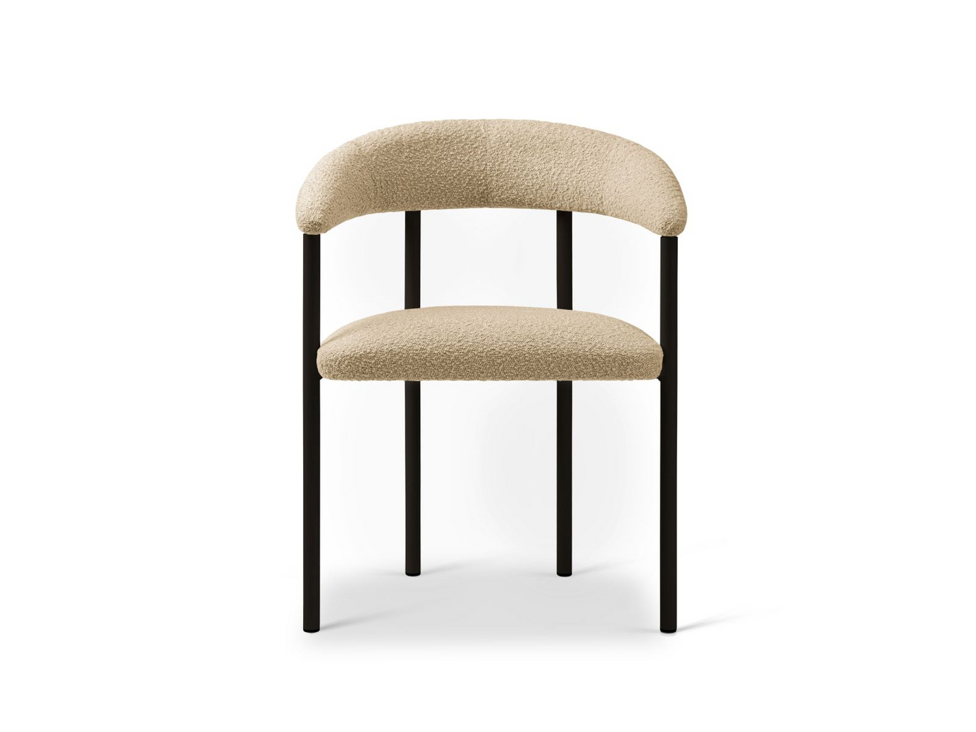 Cosmopolitan Design bouclé-tuolit, 2 kpl, "Lea", 1-istuttava, 56,5 × 53,5 × 74 cm, Baloo, mustat jalat