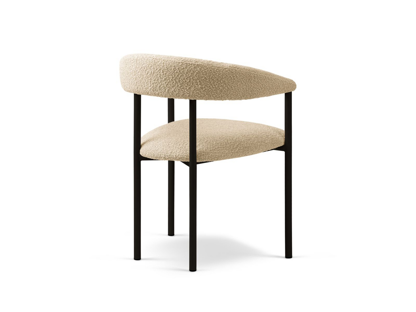 Cosmopolitan Design bouclé-tuolit, 2 kpl, "Lea", 1-istuttava, 56,5 × 53,5 × 74 cm, Baloo, mustat jalat
