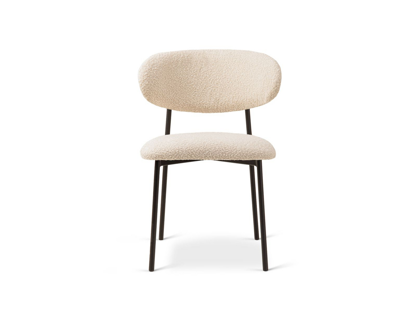 Cosmopolitan Design bouclé-tuolit, 2 kpl, "Nina", 1-istuttava, 55 × 52 × 78 cm, Baloo, mustat metallijalat