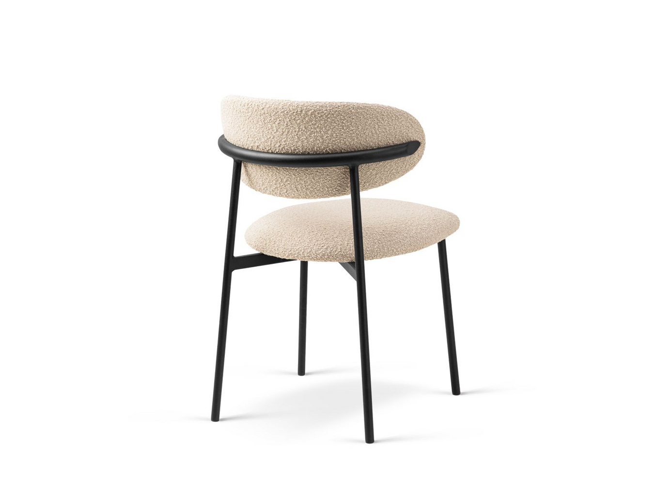 Cosmopolitan Design bouclé-tuolit, 2 kpl, "Nina", 1-istuttava, 55 × 52 × 78 cm, Baloo, mustat metallijalat