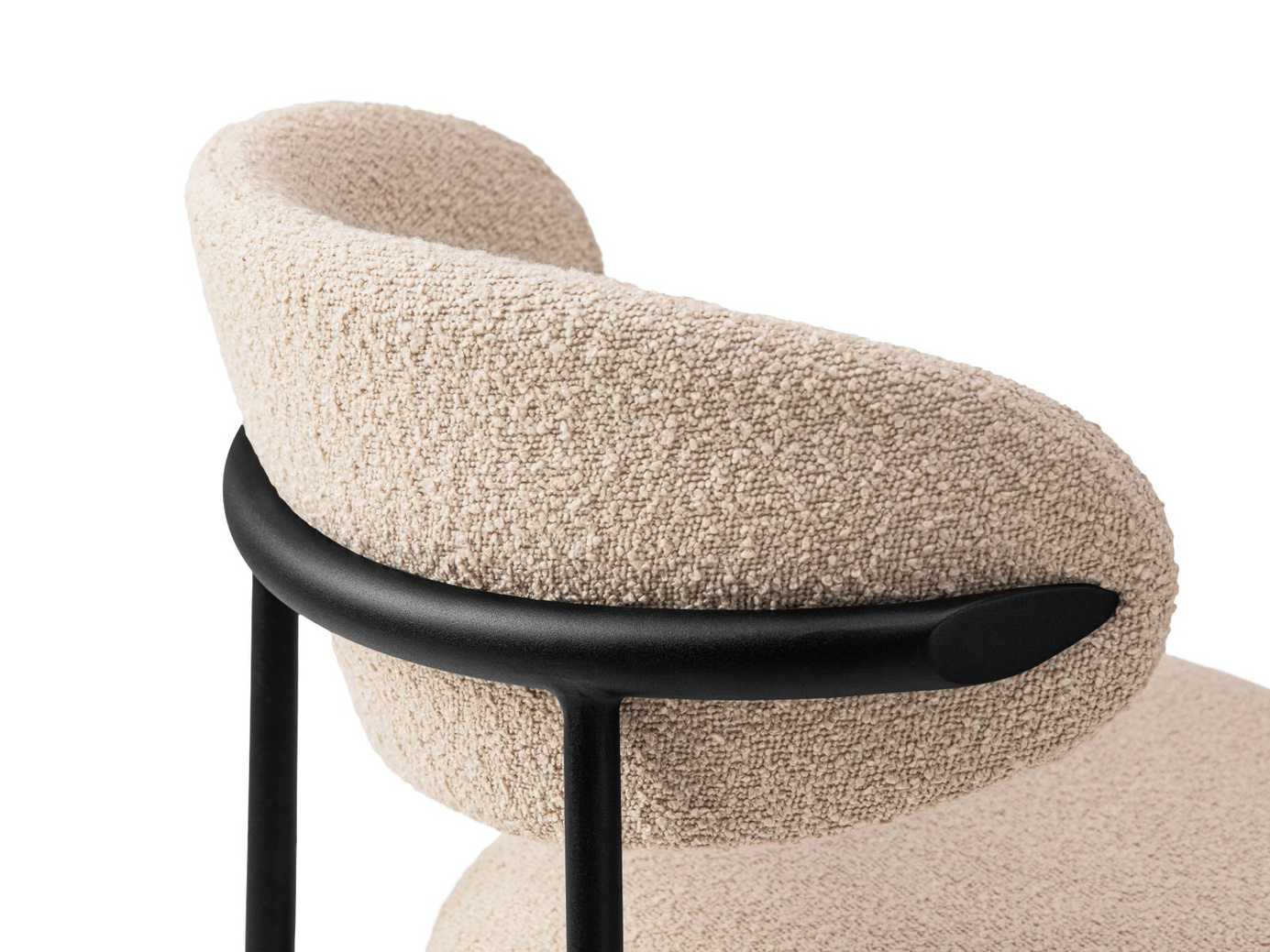 Cosmopolitan Design bouclé-tuolit, 2 kpl, "Nina", 1-istuttava, 55 × 52 × 78 cm, Baloo, mustat metallijalat