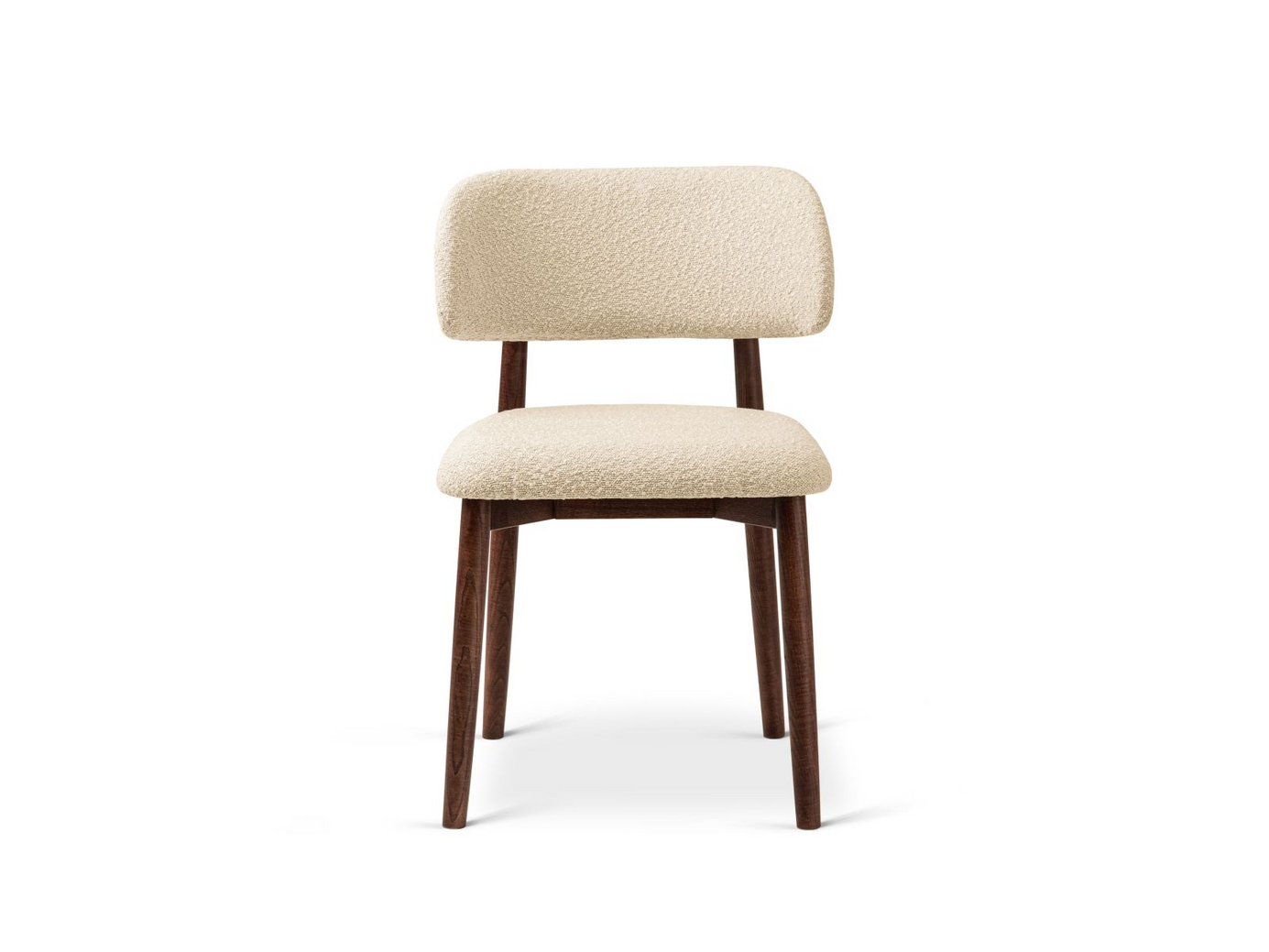 Cosmopolitan Design bouclé-tuolit, 2 kpl, "Evan", 1-istuttava, 49,5 × 51 × 77 cm, Baloo, pähkinäpuujalat