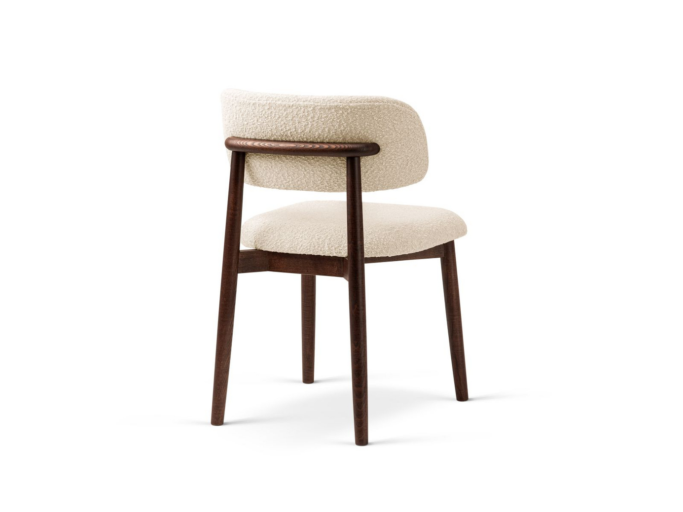 Cosmopolitan Design bouclé-tuolit, 2 kpl, "Evan", 1-istuttava, 49,5 × 51 × 77 cm, Baloo, pähkinäpuujalat