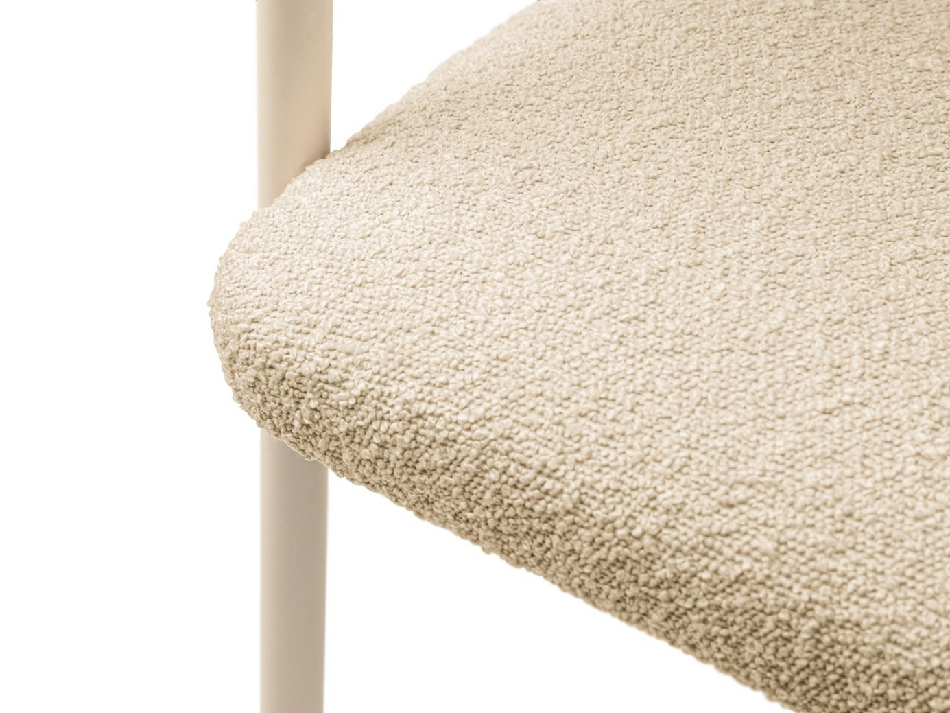 Cosmopolitan Design bouclé-tuolit, 2 kpl, "Lea", 1-istuttava, 56,5 × 53,5 × 74 cm, Baloo, kermanväriset jalat