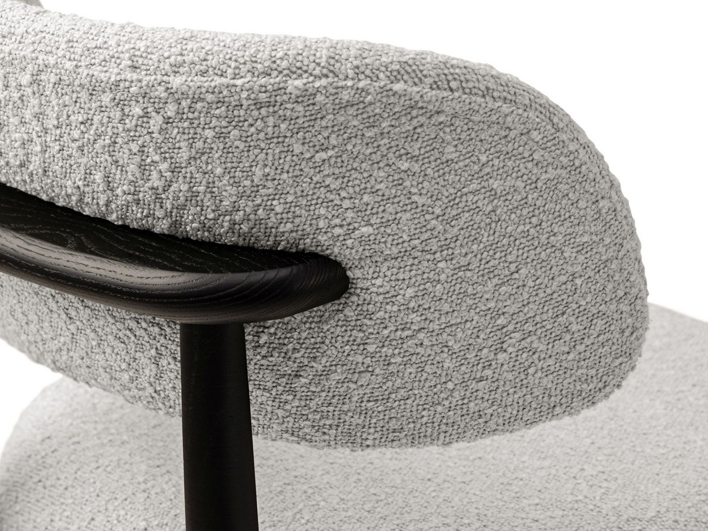 Cosmopolitan Design bouclé-tuolit, 2 kpl, "Evan", 1-istuttava, 49,5 × 51 × 77 cm, Baloo, mustat pyökkijalat